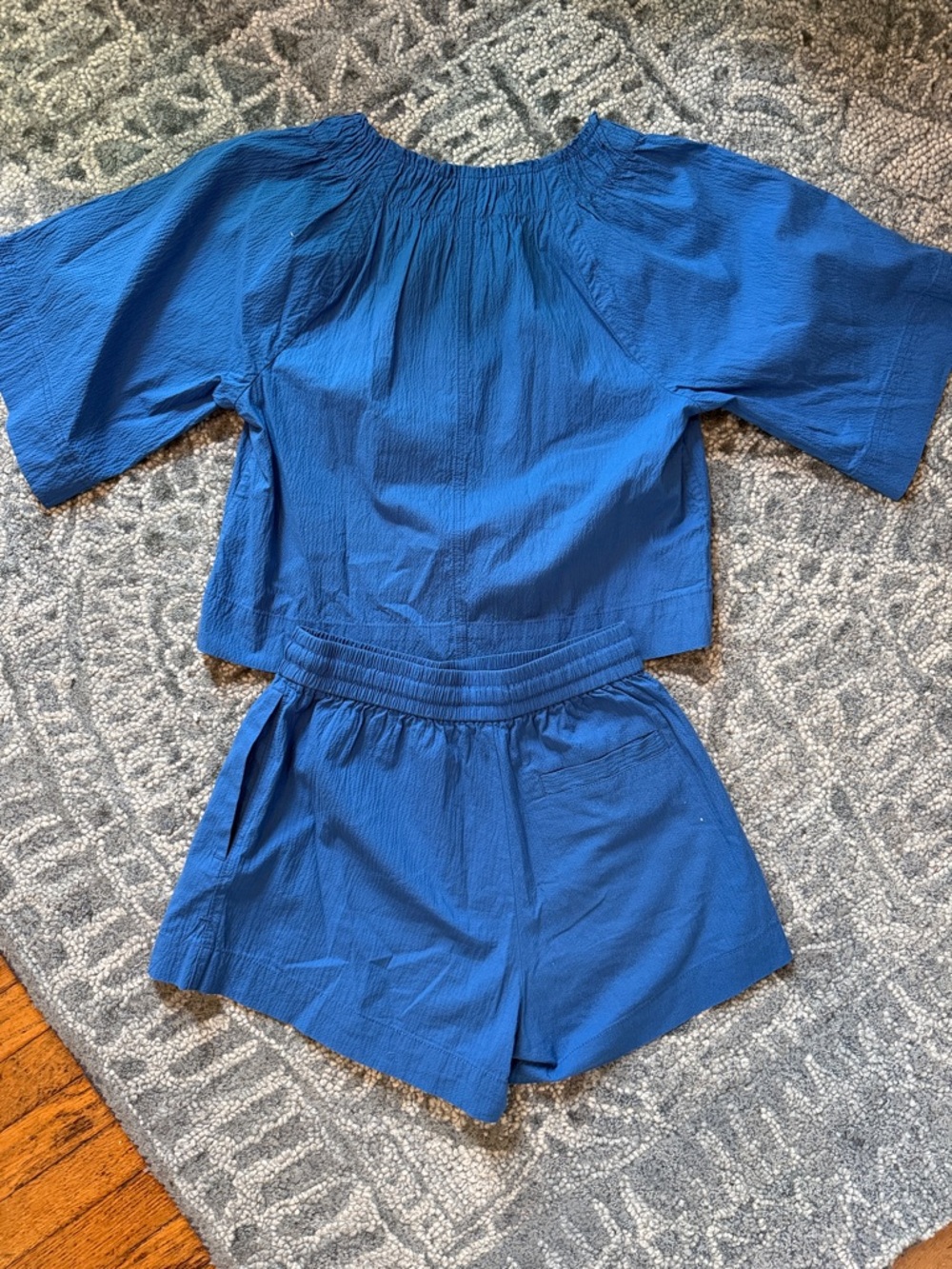 Everlane Cerulean Blue Two-Piece Organic Cotton Lounge Vacation Short Set sz S - Picture 6 of 6